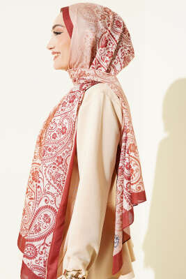 Paisley Çiçek Desen Şal Kiremit - Başörtüsü