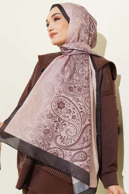 Paisley Çiçek Desen Şal Siyah - Başörtüsü