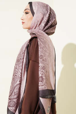 Paisley Çiçek Desen Şal Siyah - Başörtüsü