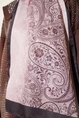 Paisley Çiçek Desen Şal Siyah - Başörtüsü