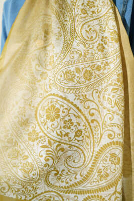 Paisley Çiçek Desen Şal Yağ Yeşili - Başörtüsü