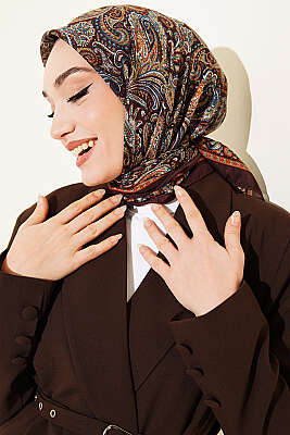 Paisley Desen Elegance Eşarp Acı Kahve - Başörtüsü