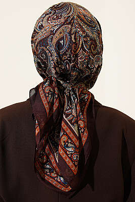 Paisley Desen Elegance Eşarp Acı Kahve - Başörtüsü