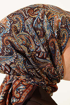 Paisley Desen Elegance Eşarp Acı Kahve - Başörtüsü