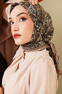 Paisley Desen Elegance Eşarp Açık Vizon - Başörtüsü