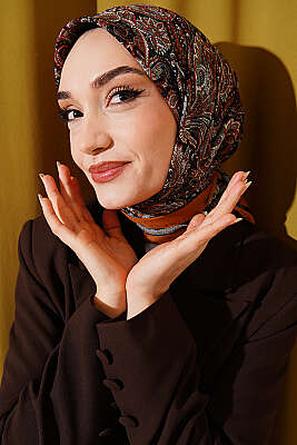 Paisley Desen Elegance Eşarp Camel - Başörtüsü