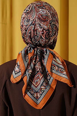 Paisley Desen Elegance Eşarp Camel - Başörtüsü