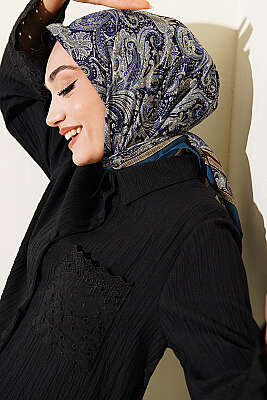 Paisley Desen Elegance Eşarp Petrol Yeşili - Başörtüsü