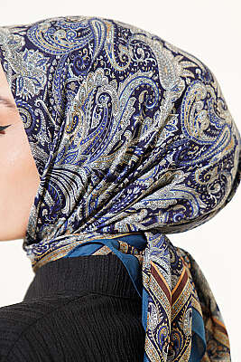 Paisley Desen Elegance Eşarp Petrol Yeşili - Başörtüsü