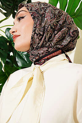 Paisley Desen Elegance Eşarp Siyah 