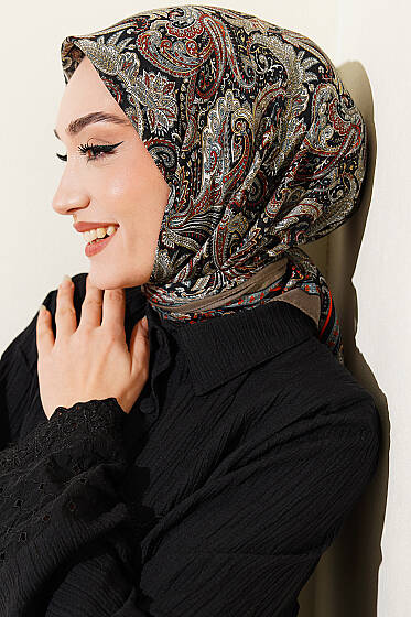 Paisley Desen Elegance Eşarp Vizon - Başörtüsü