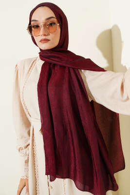 Paisley Desen Shine Line Şal Bordo - Başörtüsü