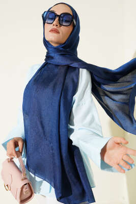 Paisley Desen Shine Line Şal Lacivert 