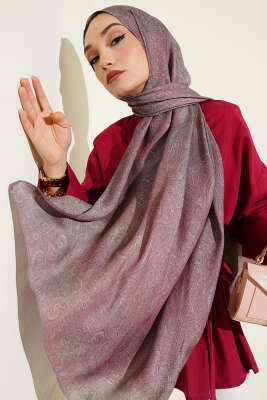 Paisley Desen Shine Line Şal Vişne - MODA KAPRİS