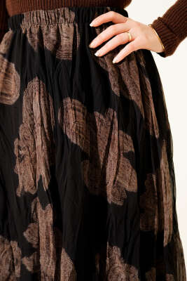 Paisley Desen Şifon Etek Siyah - Etek