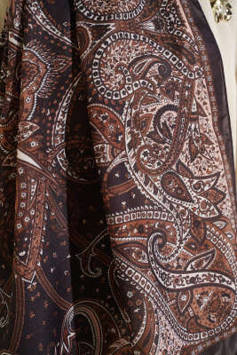 Paisley Desen Soft Şal Acı Kahve - Başörtüsü