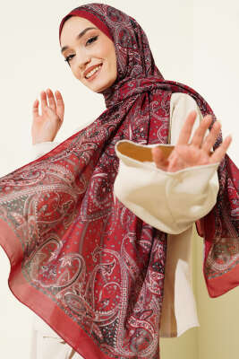 Paisley Desen Soft Şal Bordo 