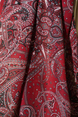 Paisley Desen Soft Şal Bordo - Başörtüsü