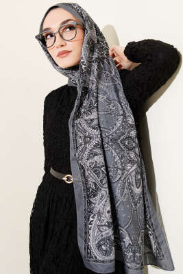 Paisley Desen Soft Şal Füme - Başörtüsü
