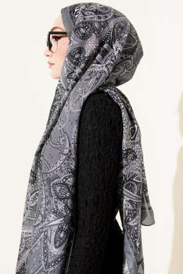 Paisley Desen Soft Şal Füme - Başörtüsü