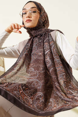 Paisley Desen Soft Şal Koyu Haki 