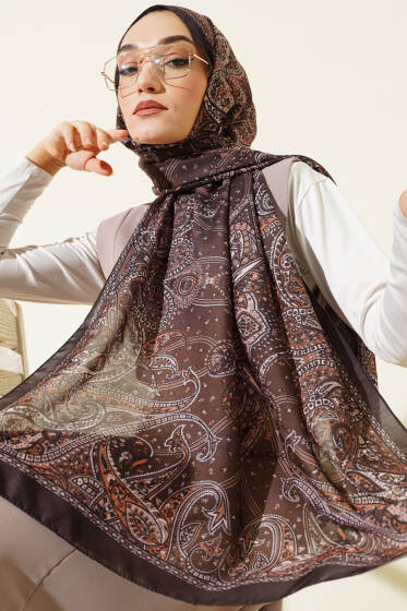 Paisley Desen Soft Şal Koyu Haki - Başörtüsü