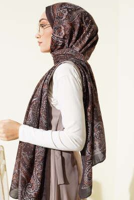 Paisley Desen Soft Şal Koyu Haki - Başörtüsü