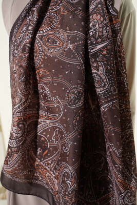 Paisley Desen Soft Şal Koyu Haki - Başörtüsü