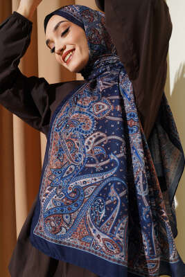 Paisley Desen Soft Şal Lacivert 