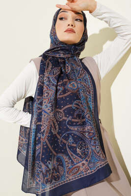 Paisley Desen Soft Şal Saks 