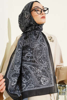 Paisley Desen Soft Şal Siyah - SARPA