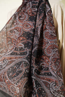 Paisley Desen Soft Şal Siyah Kahve - Başörtüsü