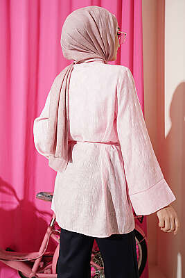 Paisley Desenli İp Kuşaklı Gömlek Pembe - Gömlek