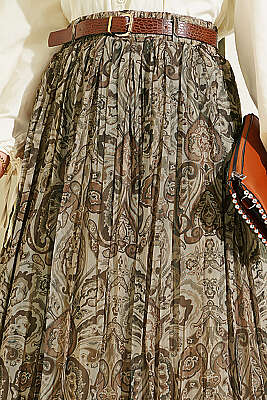 Paisley Desenli Kemerli Tül Etek Bej - Etek