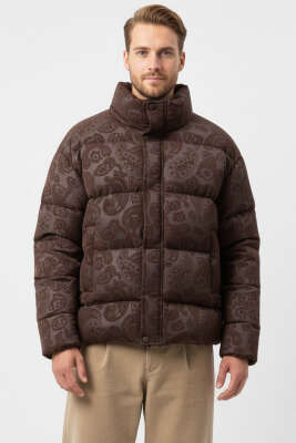 Paisley Desenli Şişme Erkek Mont Kahve - GAVAZZİ