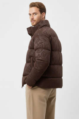 Paisley Desenli Şişme Erkek Mont Kahve - Erkek Mont