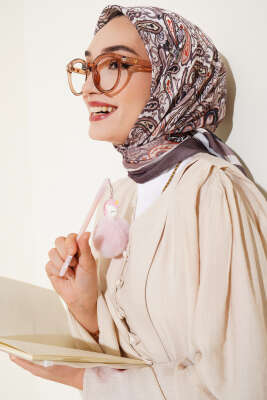 Paisley Desenli Soft Pamuk Eşarp Acı Kahve 