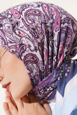 Paisley Desenli Soft Pamuk Eşarp Bebe Mavi - Başörtüsü