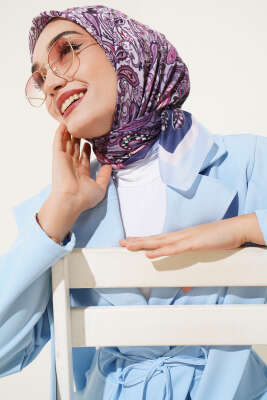 Paisley Desenli Soft Pamuk Eşarp Bebe Mavi - Yılın Fırsatı