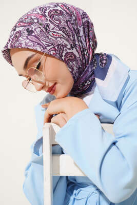 Paisley Desenli Soft Pamuk Eşarp Bebe Mavi 