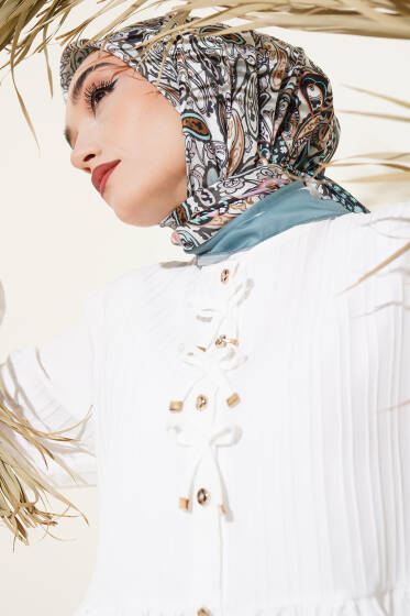 Paisley Desenli Soft Pamuk Eşarp Çağla Yeşili - Başörtüsü
