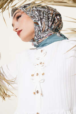 Paisley Desenli Soft Pamuk Eşarp Çağla Yeşili 