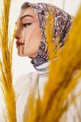 Paisley Desenli Soft Pamuk Eşarp Gri 