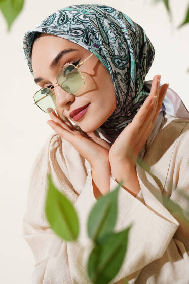 Paisley Desenli Soft Pamuk Eşarp Kestane - Başörtüsü