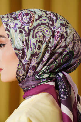 Paisley Desenli Soft Pamuk Eşarp Magenta - Başörtüsü