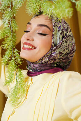 Paisley Desenli Soft Pamuk Eşarp Magenta 