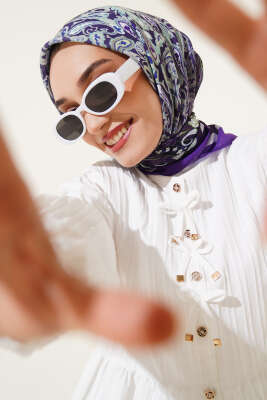 Paisley Desenli Soft Pamuk Eşarp Mor 