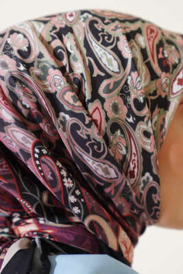 Paisley Desenli Soft Pamuk Eşarp Mürdüm - Başörtüsü