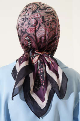 Paisley Desenli Soft Pamuk Eşarp Mürdüm - Yılın Fırsatı