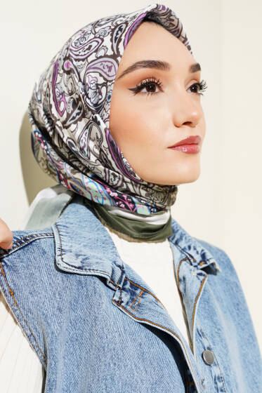 Paisley Desenli Soft Pamuk Eşarp Nefti - Başörtüsü